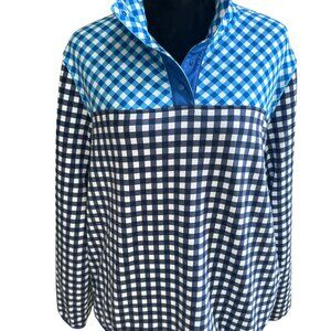 Land's End Large Blue Checked Long Sleeve Sweatshirt